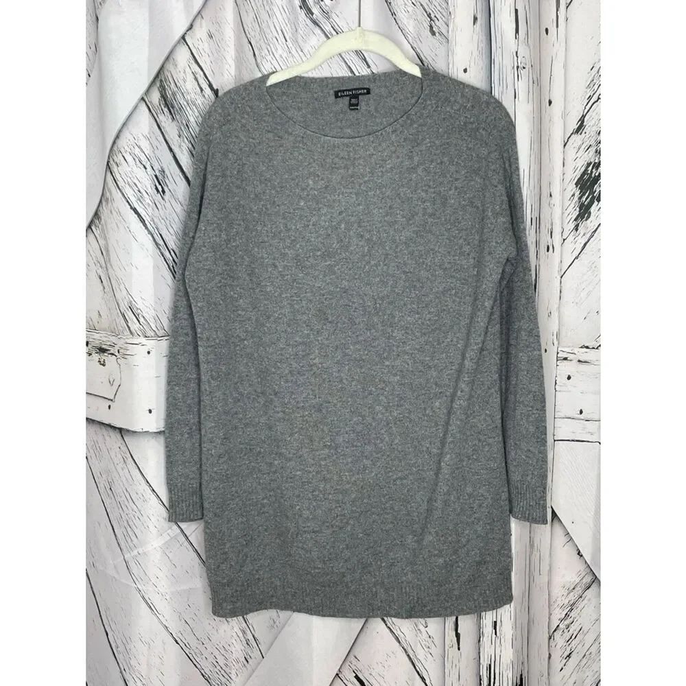 Eileen Fisher Cashmere Crewneck Sweater/Tunic  GrayXXS fits XS, S - Picture 2 of 6